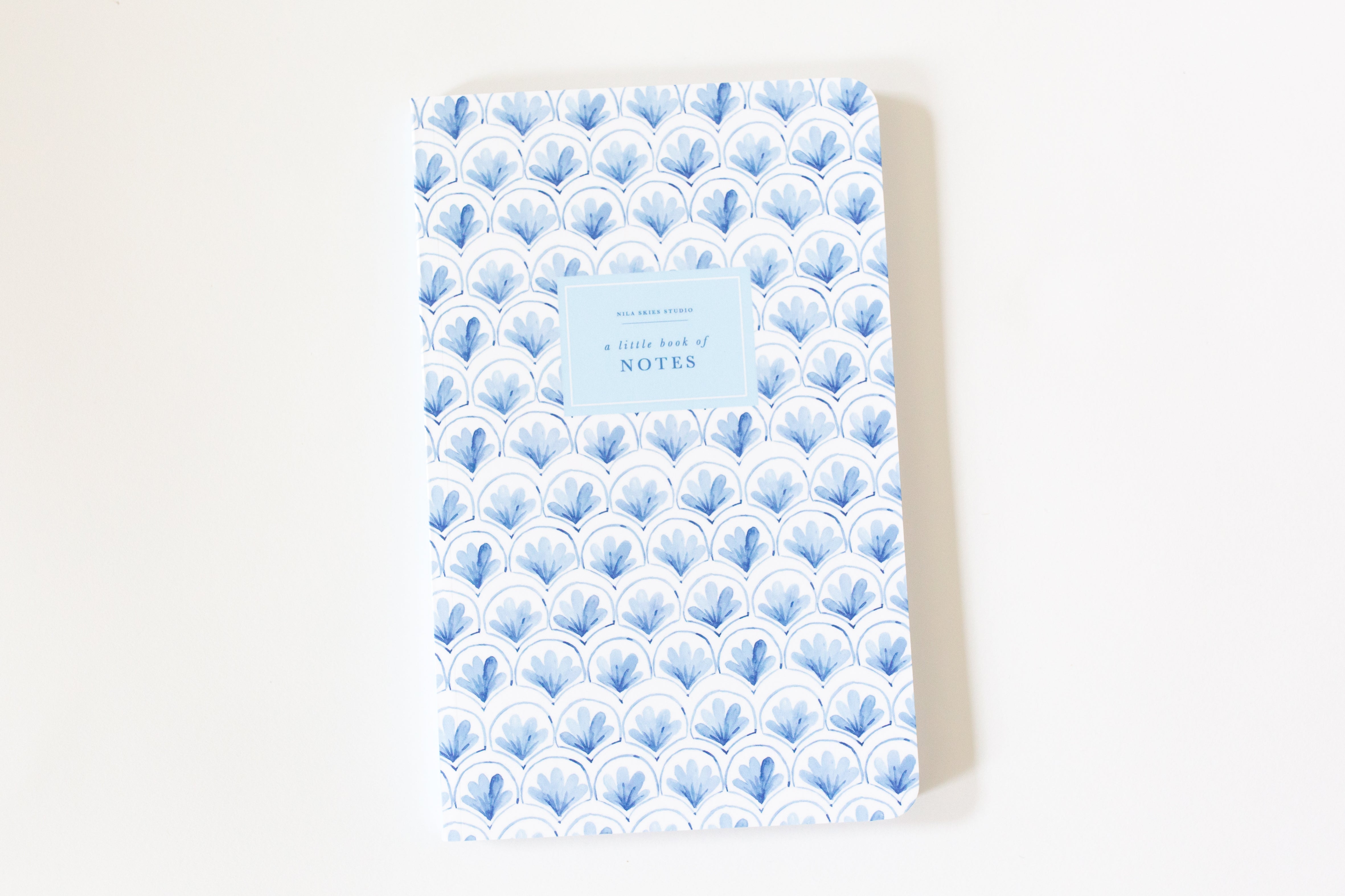 Blue and White Scalloped Watercolor Notebook