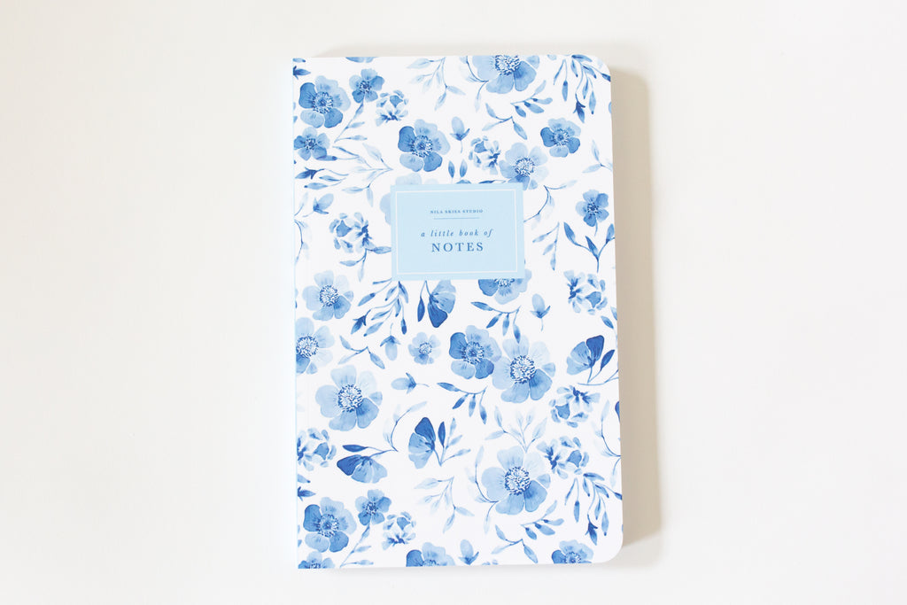 Blue and White Scalloped Watercolor Notebook