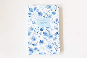 Blue and White Watercolor Floral Notebook